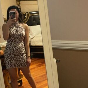 Princess Polly Brown and Cream Zebra Print Dress AU 4